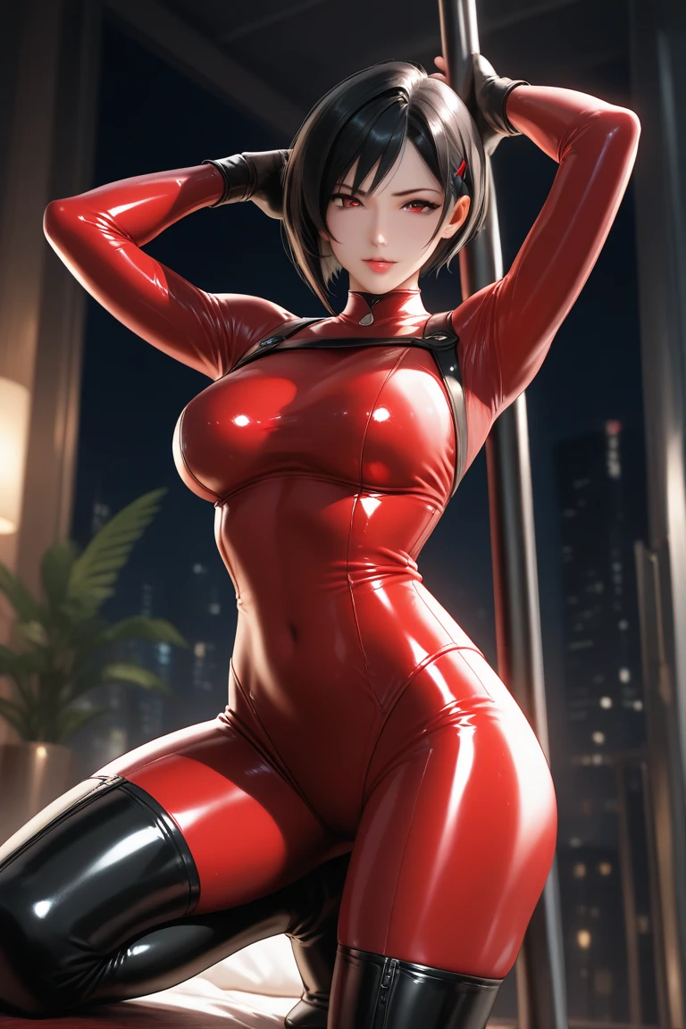 Boy tied up in a fury latex suit