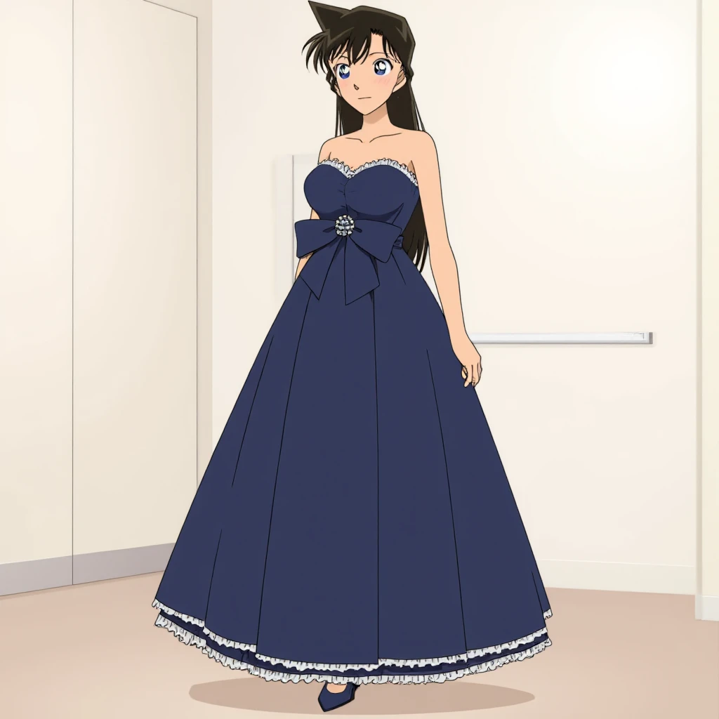 anime girl in blue dress standing on red carpeted stairs, rei hino as a princess, full body xianxia, !!full body portrait!!, iwakura lain, yasumoto oka, anime moe artstyle, official art, lain iwakura, anime portrait of shiina ringo, yandere. tall, a-1 pictures