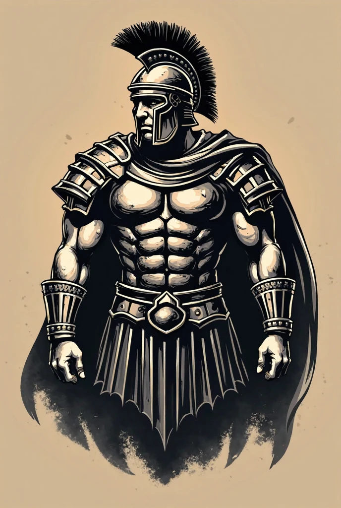 Make a logo for a clothing brand, which will be of a Spartan in black and white, an impactful image, with strong traits