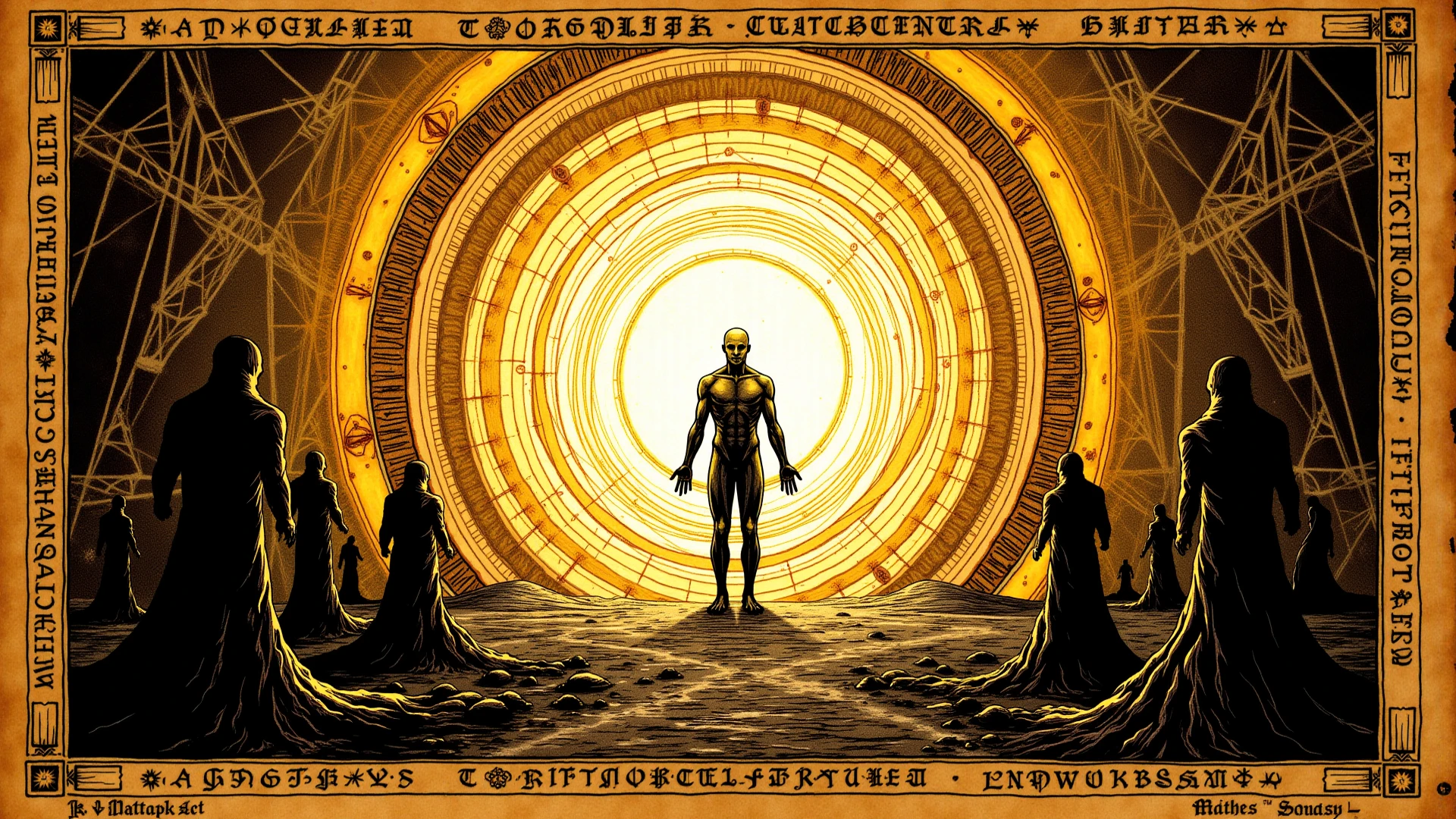 BioshockARTDECO, poster, 1930s \(style\), underwater city, simplistic, art deco, bioshock, rapture, gold statue,, cinematic lighting