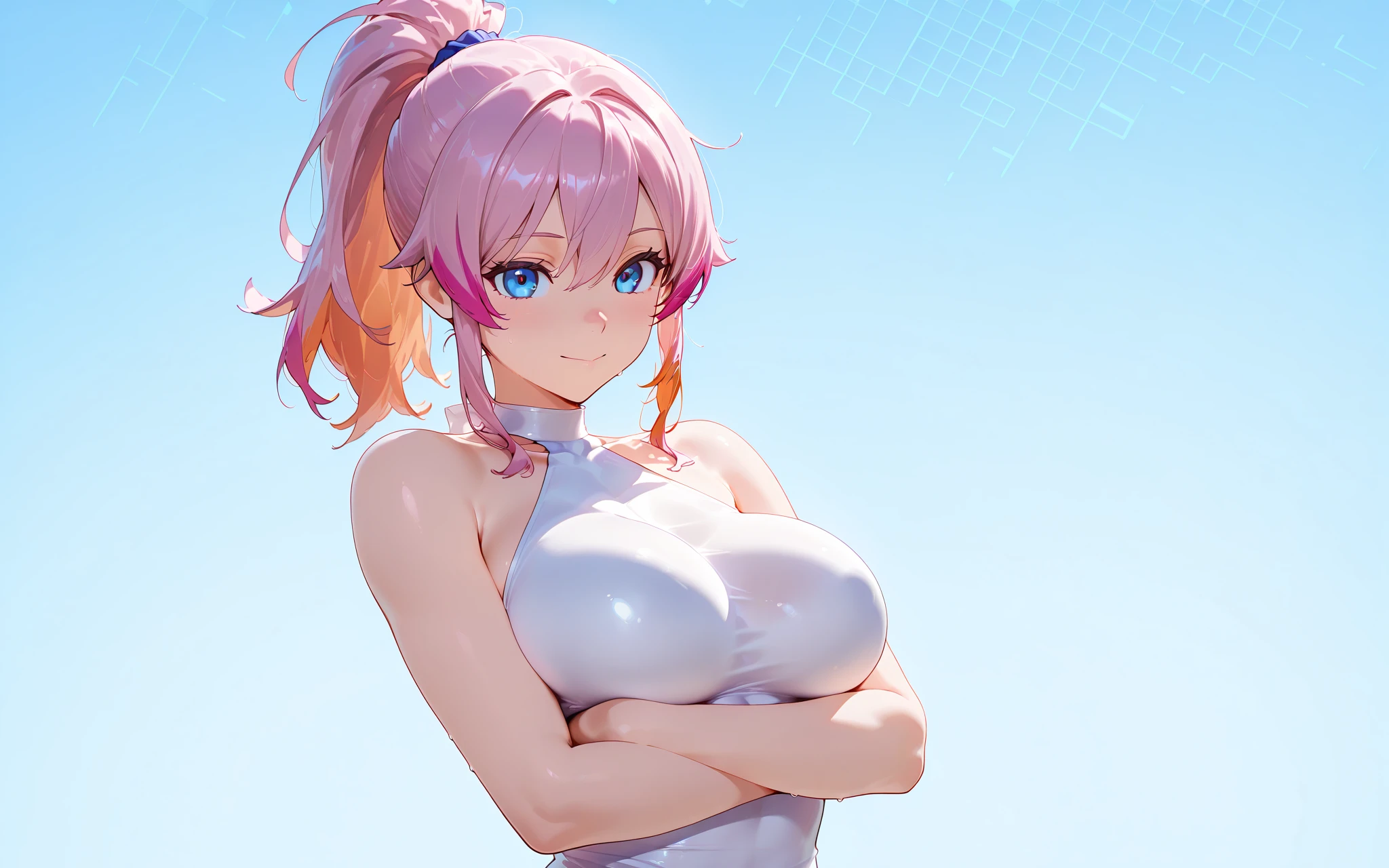 ((top-quality、8K,masterpiece:1.3))、foco nítido:1.2、(Beautiful woman with perfect body shape:1.4),A slight smil,A pink-haired、 (abdominals:1.2),((huge-breasted:1.4))、(Sway Back Stance:1.3),Kanzashi、(rubber:1.2)、(The tattoo:1.3)、wine bottle、shores、Highly detailed facial and skin texture、A detailed eye、二重まぶた、(Huge breasts:1.3),(Big ass),(thick thight:1.3),looking happy smile,(Brown skin tone:1.4),(skin tanned:1.4)、5Fingered hand