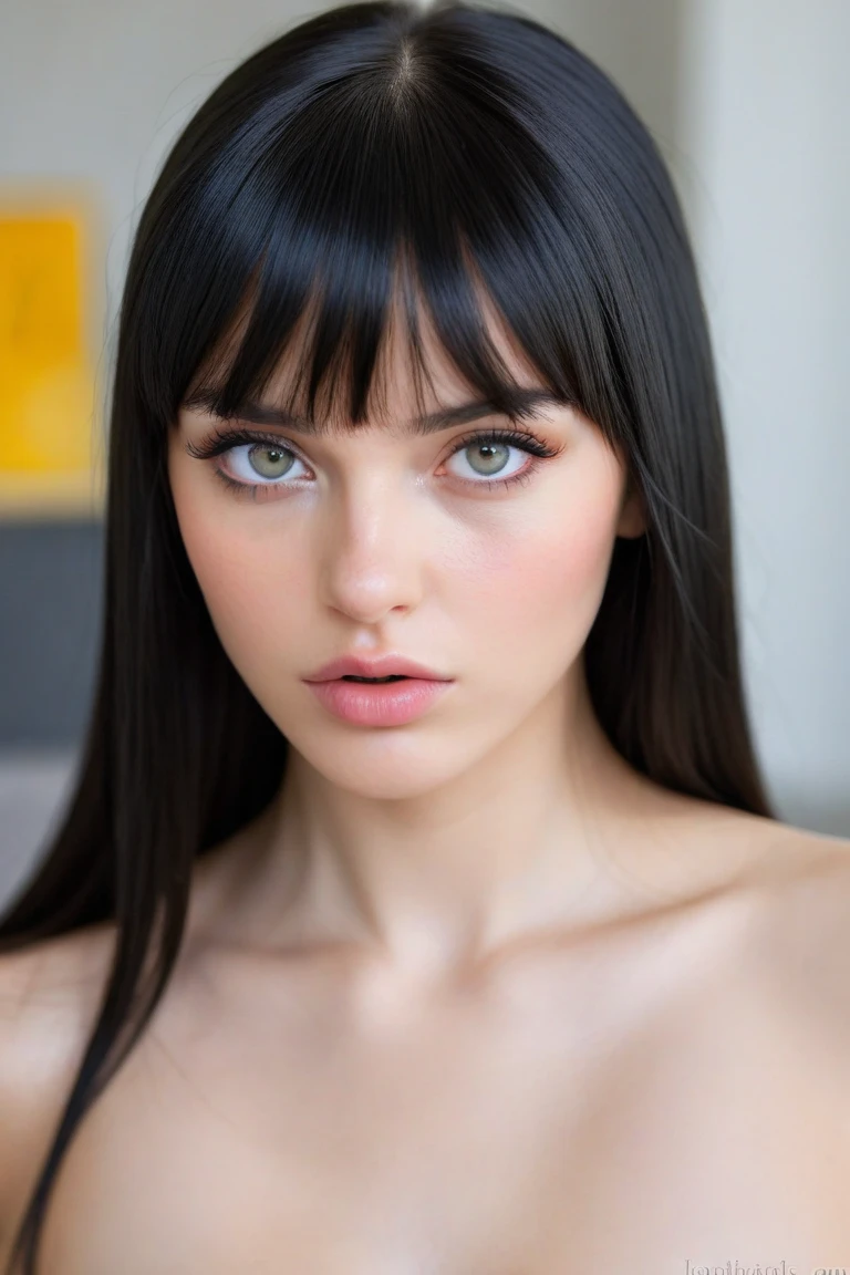 Masterpiece, Best Quality, A very beautiful and mysterious woman with long straight black hair, big blue eyes and pale complexion, gothic, from Madrid, 22 years, very elegant, sexy, hair like Cleopatra
