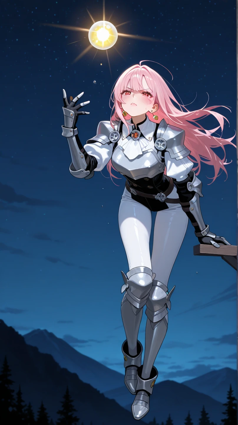Nino Nakano cabello largo color blanco,fearless gaming armor,yermo bosqueso,poder de hielo