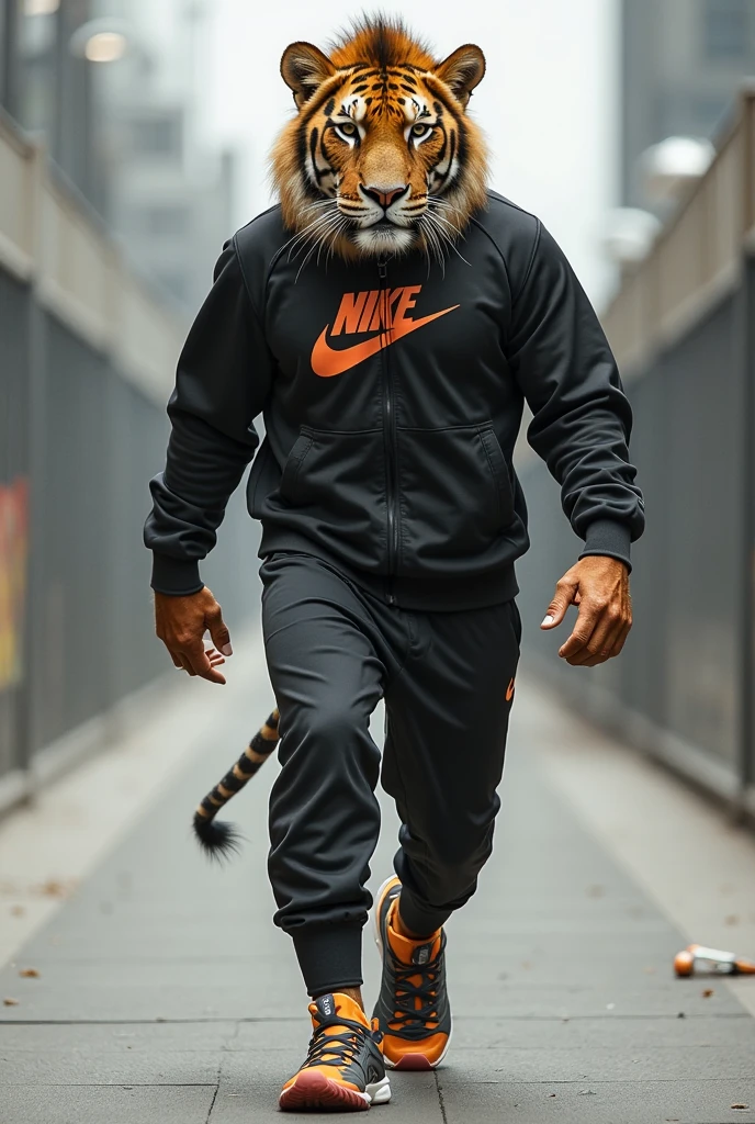 Humanoid tiger dressed in sportswear