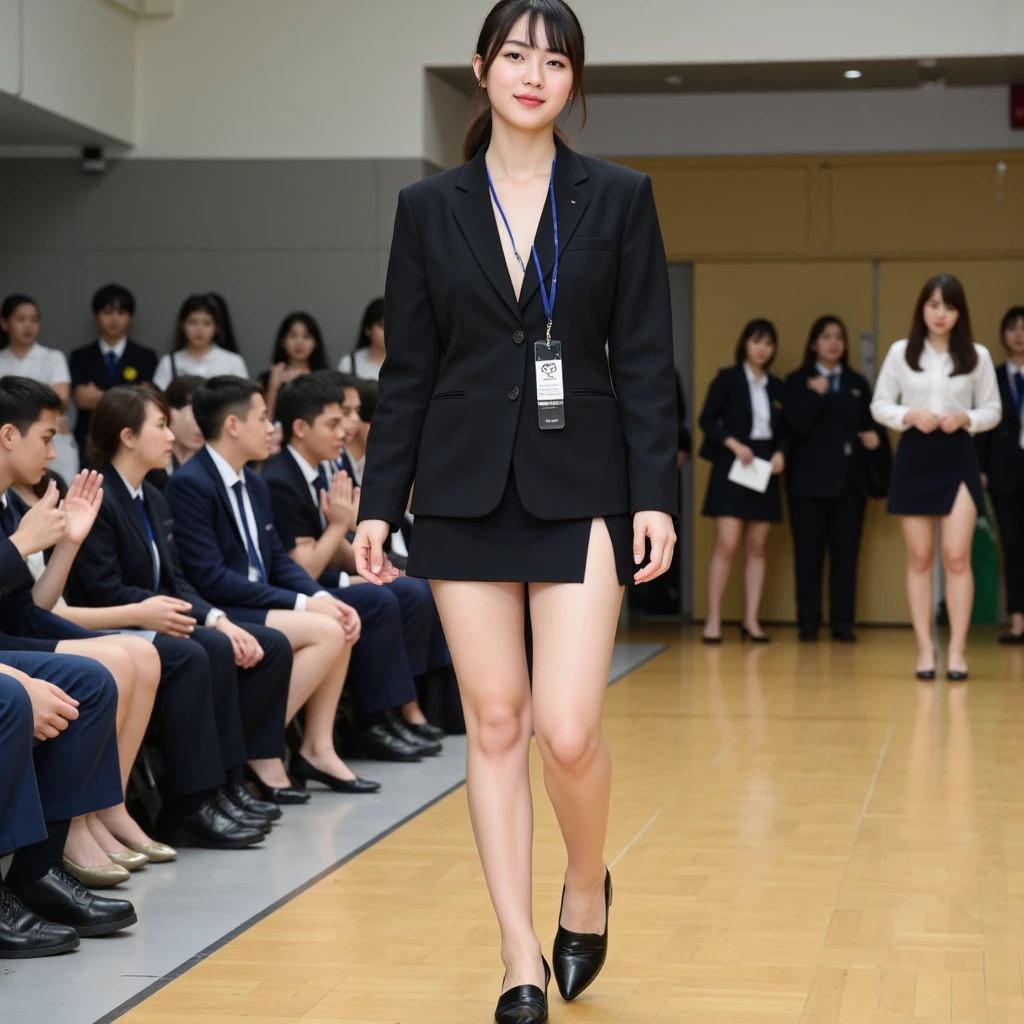 Female teacher pisses、Female teacher urinates at student graduation ceremony、Pee leak、peeing herself、A lot of pee、From below、Gaze at the audience、Black suit top and bottom、pantyhose、High heels、Perfect figure、Very beautiful、Japanese elementary school teacher、学校の体育館で卒業式を取り行っている最中に女教師がPee leak、A female teacher is surrounded by students
