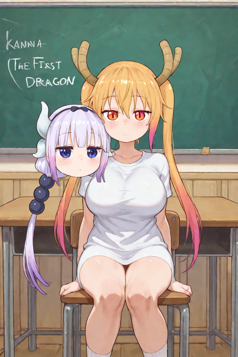 score_9, score_8_up, score_7_up, score_6_up, score_5_up, score_4_up, (source_anime), 2girls,Kobayashi-san Chi no Maid Dragon, (Kanna Kamui, horns, short hair, ??? , small breasts, {1futa}, {massive penis}), (lucoa, long hair, massive breasts, Inverted nipples), yuri, age difference, giant size difference, pussy, far, full body, sex, Penetration, Cumming