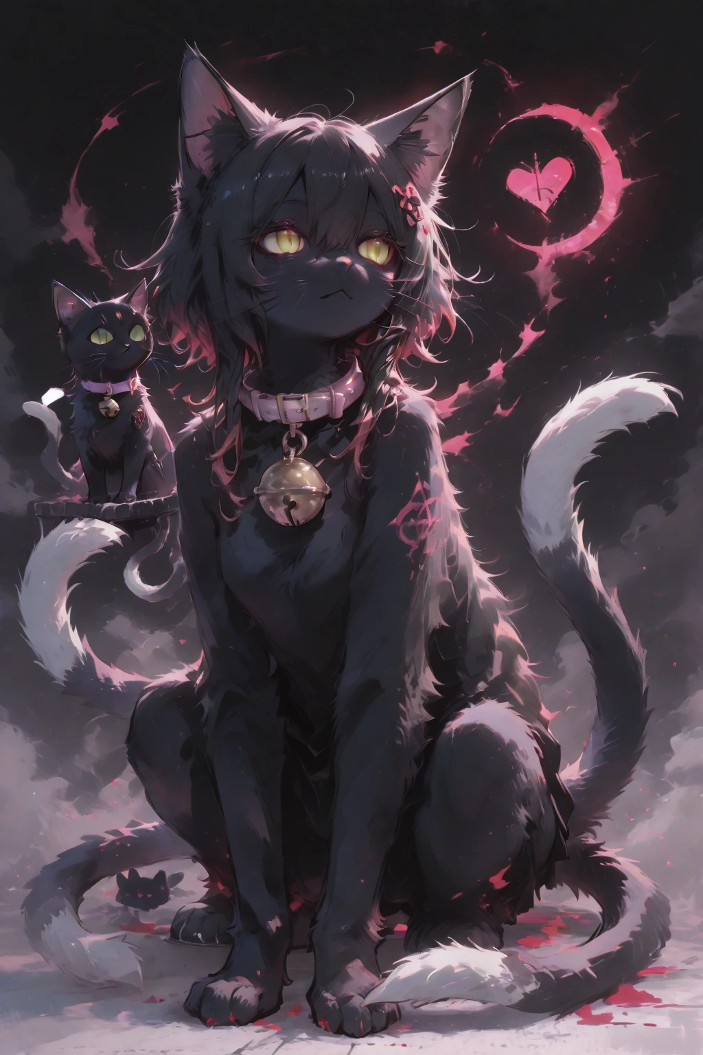 Highest quality, masterpiece, Ultra-high resolution, One Woman,small breast,?????? Pile々,Gluttony's Sin,Hyena motif,Sharp Fangs,Tattered dress,barefoot,Sickly, murky eyes,Kuma,Droopy eyes,Chewing bones,servile
