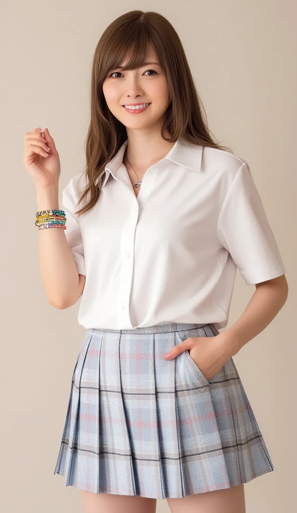 Highest quality、masterpiece、High sensitivity、High resolution、Detailed Description、Slender women、Slim Body、Being pushed onto the bed、The skirt is turned up.、I can see your panties、