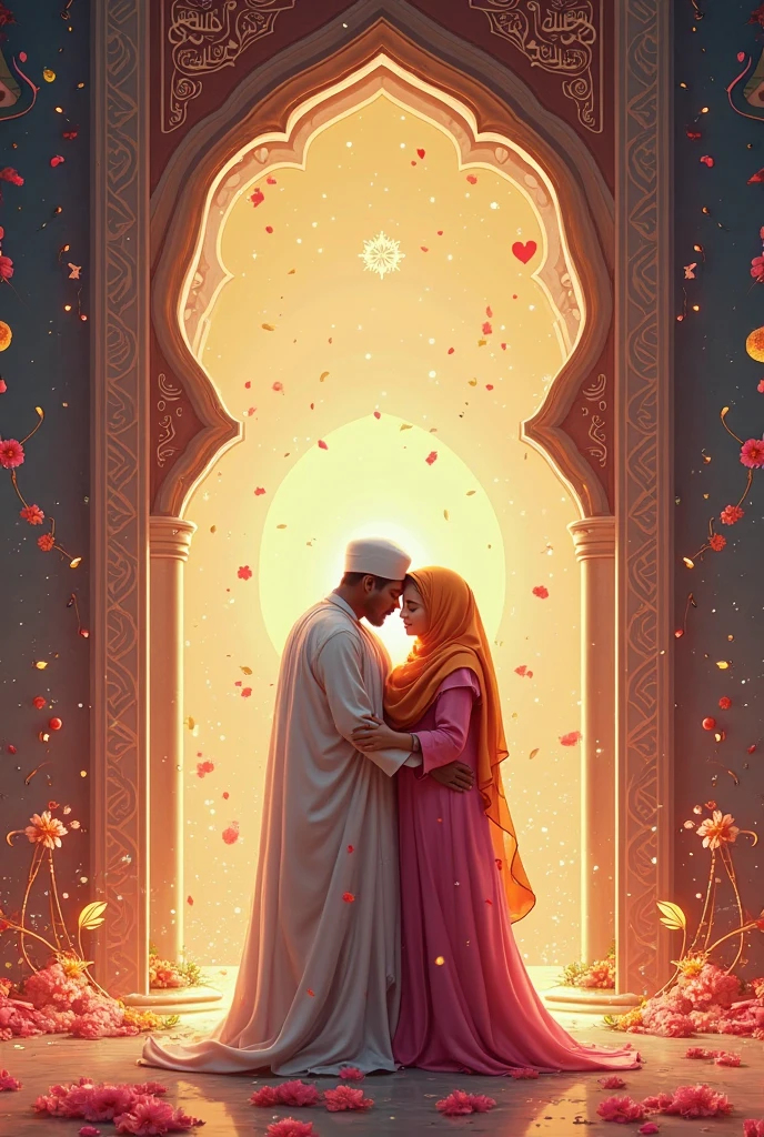 Weeding invitation card, couple paint, muslim