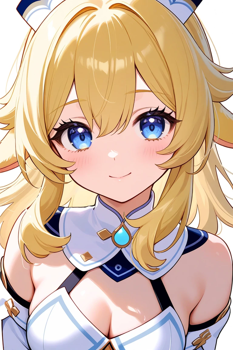 close up 1girl in, teenager, Solo, (blond, straight blonde hair, super long blonde hair:1.2), ((light blue eyes)),  perfect clear skin, medium breasts, (thin hips, thin waist: 1.25), neutral face, shy smile, (kneeling: 1.25), wearing Warcraft armor, Janea Proudmore, (dirty blond fox ear:1.25), simple backgroundmasterpiece, best quality,3d rending work ,3DMM style, close-up, portrait, 3D,
