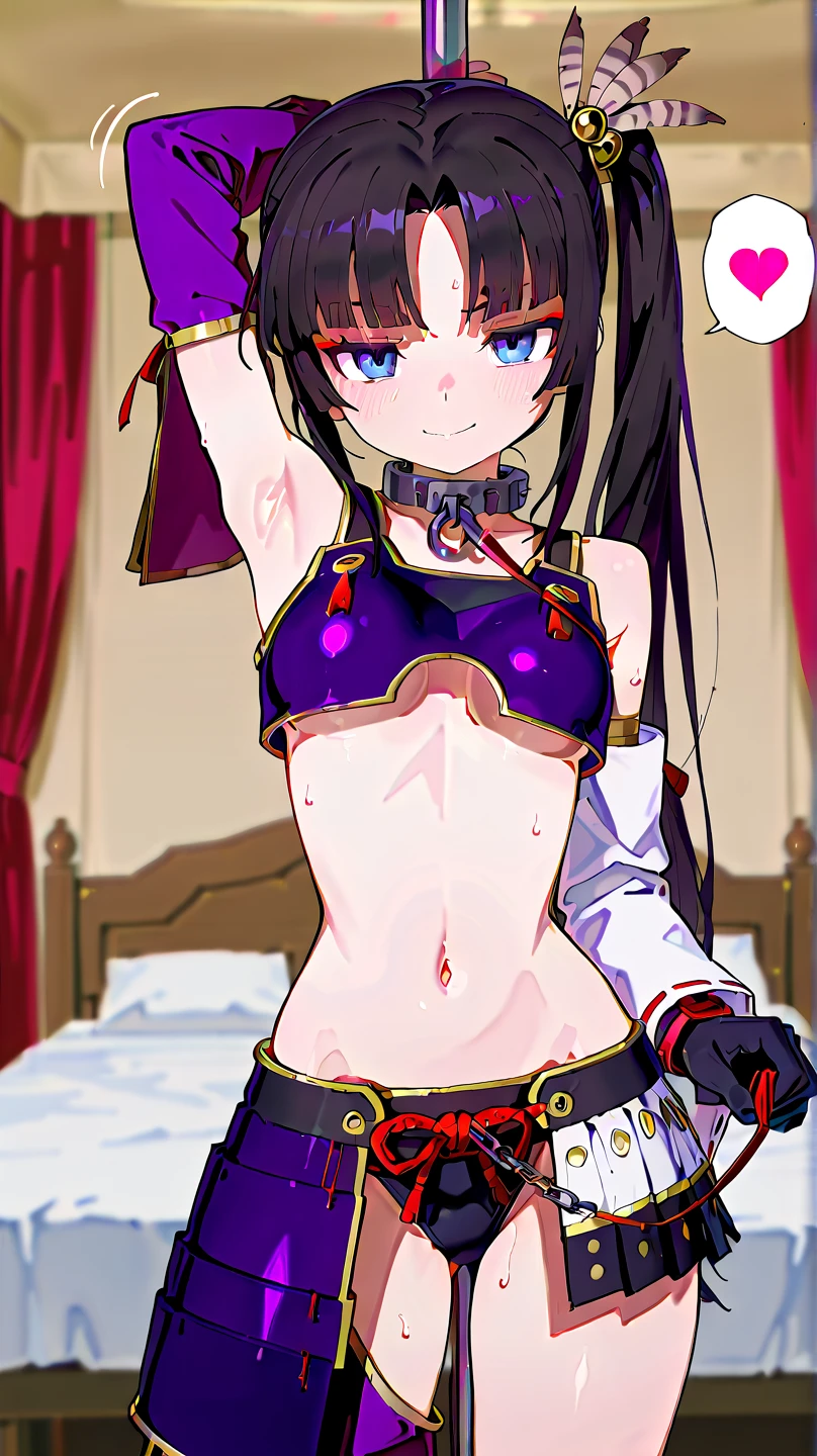 long hair, silver hair, multicolored hair, blue eyes,, large breasts, 1girl, breasts, navel, bound, choker, black_hair, on_back, collarbone, solo, large_breasts, looking_at_viewer, bdsm, arms_behind_back, naked_ribbon, parted_lips, bondage, stomach, lying, blush, smile, black_choker, upper_body, eyebrows_visible_through_hair, sidelocks, breasts_apart, bangs, underboob, sweat, detailed skin texture, (blush:0.5), (goosebumps:0.5), subsurface scattering, bed, ribbon, (shaded face:1.2), hollow eyes, blue eyes, looking at viewer, embarrassed, blush face, clenched teeth,