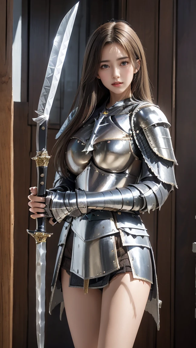 Byzantium,Soldier,Wearing silver chain mail,Wearing silver-grey armor,The right hand holds a shield,The left hand holds a long gun,Wearing an iron helmet