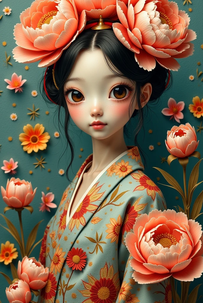 [1]
1girl, exquisitely detailed impasto, complicated cubism, collage, chibi, bright, vibrant colours, pale skin, spiral eyes, revolving arrow symbols, rotate, cute, 6yo, medical eyepatch, upturned eyes, eyeball hair clip, blush, cinematic angle, very precise detailed zentangle background, limited palette, expressionless, beautiful aesthetic, absurdres, highres, ultra-fine brushstrokes --niji 6 --style raw --s 500 --sref 3604182537 2245599450 568688171 2531504802 --sw 90 --no retro, warm colours, serafuku, kimono --ar 3:4

*Prompts were changed or deleted in each illustration based on [1].

[2]
Change: "impasto" -> "line art", "chibi, bright, vibrant colours" -> "bright and vibrant pink colours"

[3]
Change: "--no retro, warm colours, serafuku, kimono --ar 3:4" -> "--no retro, yellow colours, serafuku"
Delete: "chibi", "cinematic angle, very precise detailed", "ultra-fine brushstrokes"

[4]
Change: "cinematic angle" -> "dynamic angle"
Delete: "chibi"

[5]
Change: "impasto" -> "line art", "collage" -> "pixel art and collage", "bright, vibrant colours" -> "bright and vibrant pink colours"
Delete: "very precise detailed"