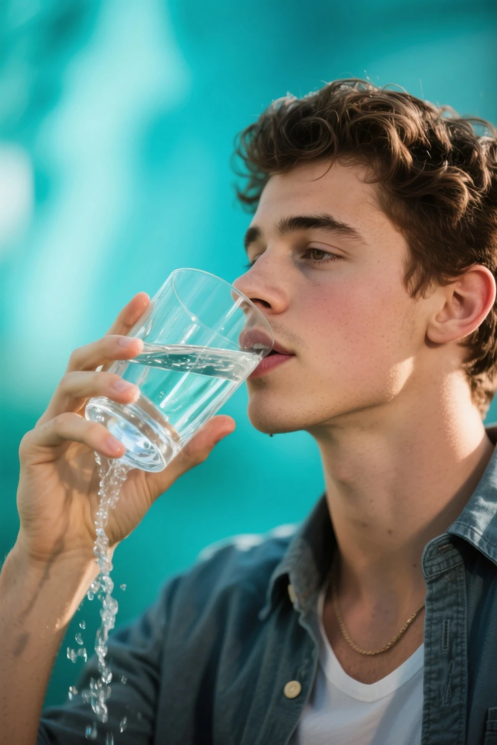felix from stray kids drinking water