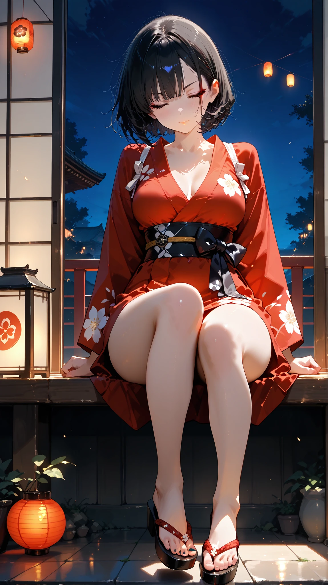 Pubic hair grows、Smile full of happiness、((:1.Antin face、Lacking、Sweating、Expression in a state of excitement、short-hair、eye glass, 19Year old woman, masterpiece, Realistic, hightquality,1girl in, Extremely cute, NSFW、(8K、Raw photography、top-quality、masterpiece:1.2)、(realisitic、Photorealsitic:1.37)、1 beautiful Japan schoolgirl、Esbian with perfect body、At 8K、超A high resolution、Best Quality、masutepiece (Large breasts、gargantuan butt、Toned body:1.73)(Long orange kimono with fireworks pattern:1.4)(Summer Festivals:1.3) (Brown-haired chignon:1.2)Big eyes smiling happily、Distinct double eyelids、Lashes、Highlights in the eyes、Light brown eyes、Pinclip Gloss、piercings(White band、Red clogs:1.25)(Kimono comes off、cleavage of the breast:1.48)(full bodyesbian)((fullllbody)