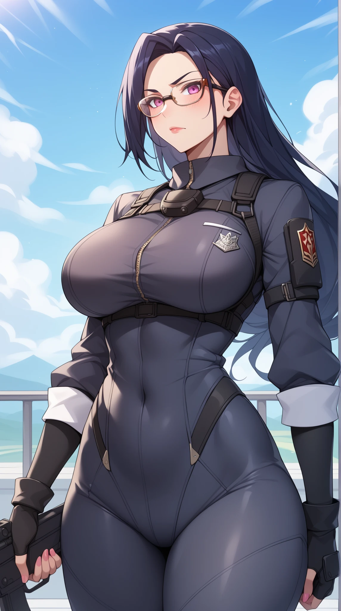 1 girl,NSFＷ,Duramente,  (Uma Musume),horse ears, clavicle, absurd, brainwashing,Combatant, empty eyes,((purple glowing eyes 1.5))( huge breasts ), No expression, emotions removed,hat、tie、gloves、ribbed bodysuit,avert your eyes , whole body shape, ((stand up, salute)),(highest quality、4k、8K、High resolution、must have:1.2)、Super detailed、(reality、that&#39;s realistic、realistic:1.37)、ticker、hyper hd、studio lighting、ultra definition paint、sharp focus、Physically based rendering、extreme details、Professional specifications、vibrancy and color、blurry、sports portrait、landscape、horror style、anime big breasts、SF、photograph、concept artist、five fingers, perfect body,  {{{masterpiece}}}, {{{highest quality}}}, {{Super detailed}}, {shape}, {{very delicate and beautiful}},Improved cost performance、all roles、Canon 5D MK4でphotograph、photograph, 
