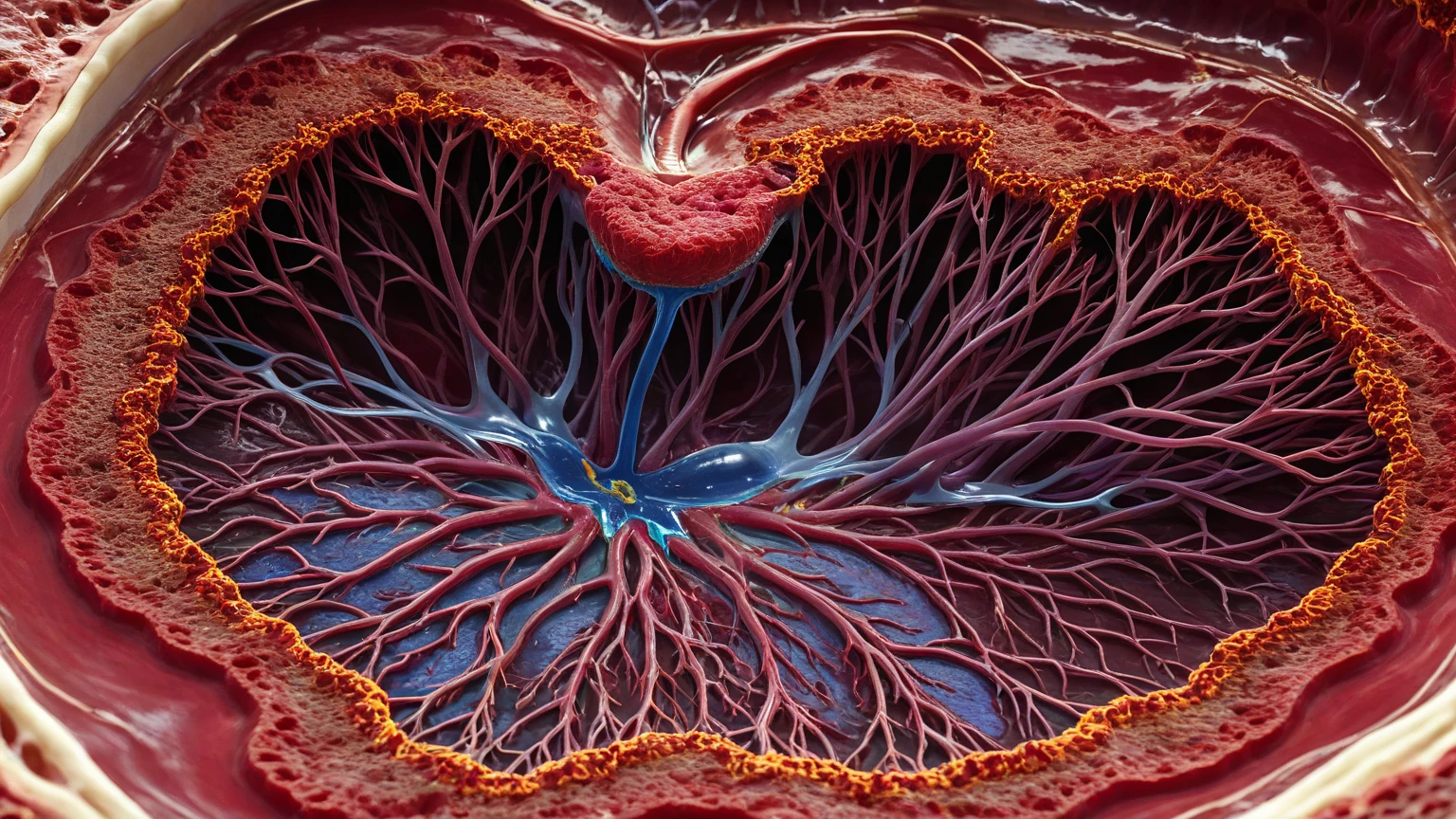 Realistic photo in 8k of a large female uterus with endometriosis and covered with spines on the outside