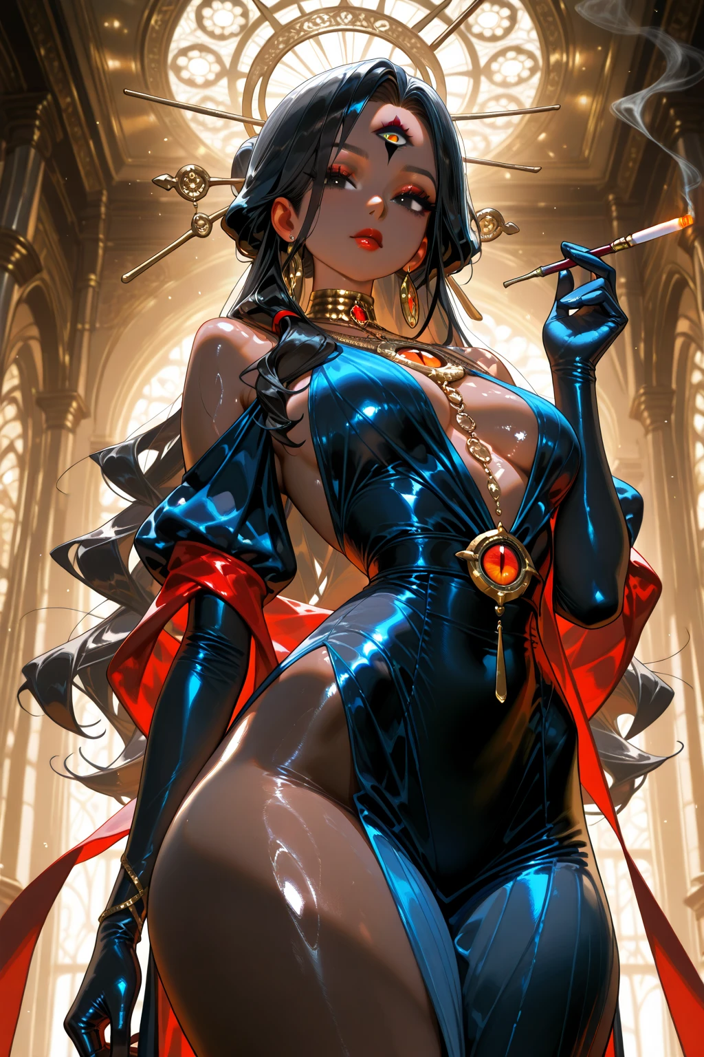 dark fantasy art  (2braids thar become living snakes: 1.5) of a beautiful woman, reptilian eyes, pale skin, having twin snake braids, ((only two braids made from living snakes: 1.3)) each braid a snake coming out the woman's head, living snake, hissing snake,  on the woman's  head, she wears intricate leather dress, dynamic color dress,  thigh high heeled boots, modern bar background,  dynamic range, vibrant, Ultra-high resolution, High Contrast, (masterpiece:1.5), highest quality, Best aesthetics), best details, best quality, highres, ultra wide angle, 16k, [ultra detailed], masterpiece, best quality, (extremely detailed), snake hair, sn4k3h41r, snake hair, dark novel