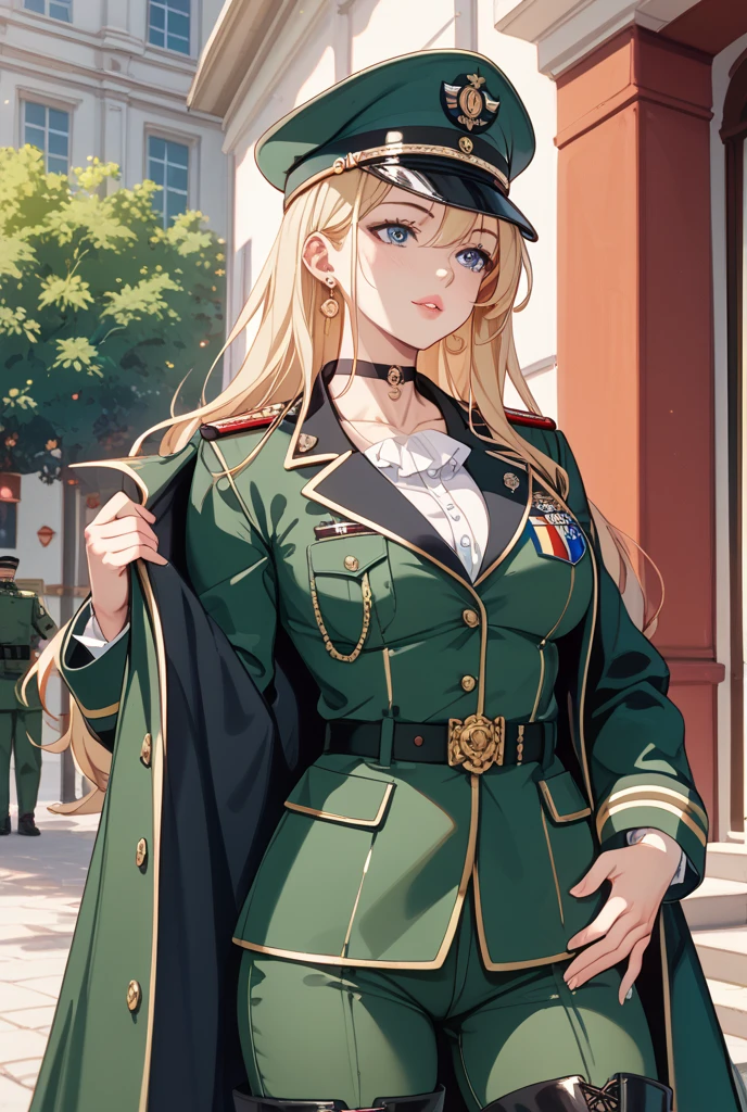 (solo focus:1.4), (female with 50 years old appearance), (mature women), (grey hair, curly hair, medium hair), (((white skin))), (bulky and buff), perfect hands, smooth face, smooth long hair, perfect skin, (wearing dark green general uniform:1.4), makeup, (32k Wallpaper), HD, Ultra Quality Hair, Ultra Quality Face, Ultra Quality Image, Cinematic lights, detailed eyes, medium shots, proportional fingers, detailed hands, (Military Hall background:1.8), looking at viewer, close smile　masterpiece, best quality,1girl, solo, realistic, upper_body, looking_at_viewer, futuristic woman　(masterpiece), best quality, night bedroom, pale pink bra, bashful, blush, indoors, dress shirt, bra open shirt, from below, pov, low angle, mari ohara bigass bighip、FUCK　FUCKOFF　SEXY(((masterpiece))), (((best quality))), ((ultra-detailed)), (illustration), (detailed light), ((an extremely delicate and beautiful)), (beautiful detailed eyes), (sunlight), blush, shy, gigantic breasts, uzaki, outdoors, dynamic pose, naked overalls bare shoulders bigass bighip、FUCK　FUCKOFF　SEXYroupa modesta, tiro remoto, Detalhe bonito rosto delicado, Olhos delicados bonitos detalhados, perfect facial proportions, High definition skin, pele fina, best four inch aspect ratio. Com um polegar, uma obra-prima, altamente detalhado, Realistic, (German World War II general uniform reference : 1.8), the highest facial resolution, , mulher modestamente vestida, vestido inteiramente, ( pequeno, cabelos pretos, black franja reta, super thin braids, franja reta, Red glasses, olho verde escuro, science fiction, Fighter aircraft, standing On the landing of a Fighter aircraft, the agency, uma personalidade profundamente inteligente, A calm expression, um rosto respeitoso, uma guerra, a Fighter aircraft