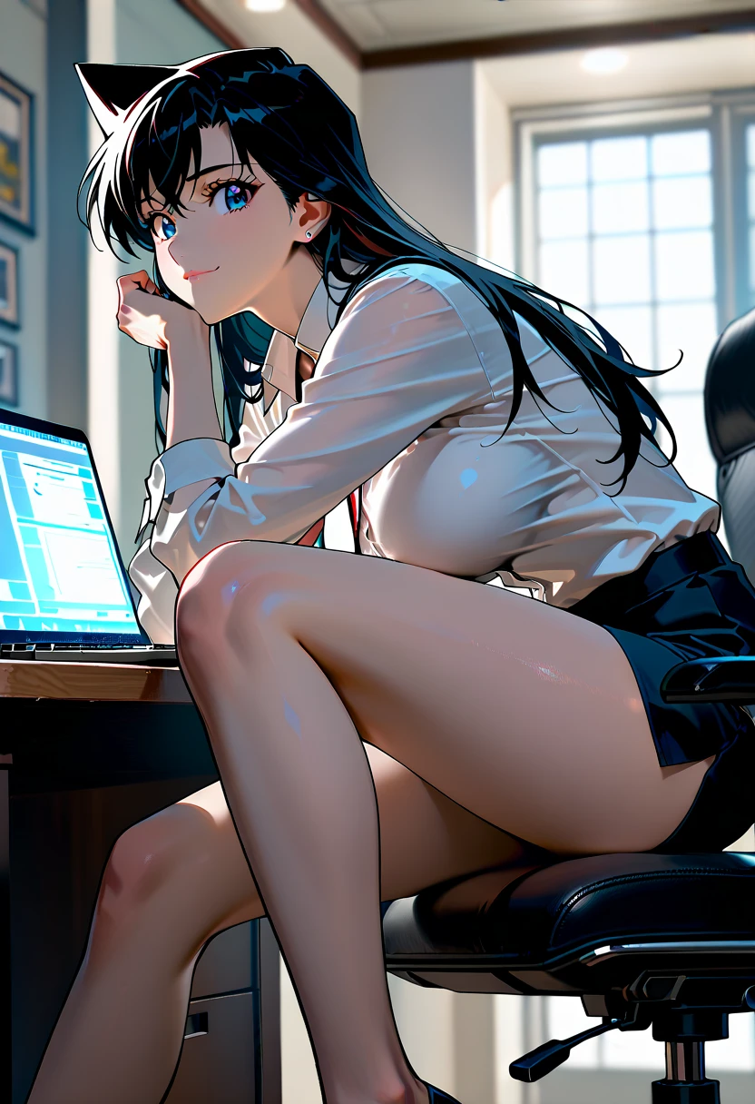 1girl, sit on desk