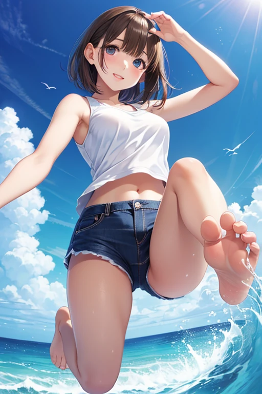 tomboy, young , barefoot, countryside