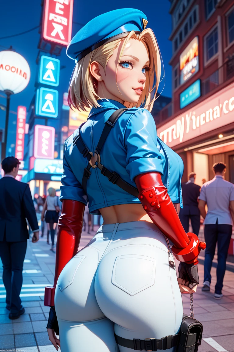 (cowboy shot), sfw, (work of art), (best qualityer: 1.0), (ultra high resolution: 1.0), detailedeyes, BREAK Supergirl, 1 girl, hair long blonde, hair elastic, \(offwhite\) top cut, dolphinshorts, mitts, botas BREAK (clouds, citys, splendid view) sensuous, splendid, flying in the air, sensuous, big fit ass