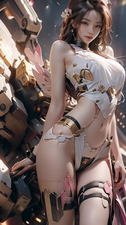 Intricate details, Super Intricate Details, (navel-baring) (Big Gem: 1.3), (girl_Standing_beside_:1.2), Girls, (Perfect detail face, Detailed eyes), BREAK Robot, (Giant Mech, Red and black armor, Blue eyes, Holding a rifle), Starry sky, sky line, Kamen Rider, (Gundam: 1.4), Gold Saint Seiya, Marvel movie Iron Man, (mechs) (Mechanical) (armor), professional RAW color photos, (Back Corner), (Lie down and raise your legs to expose your buttocks: 1.5), (cum on the body, Shoot in the chest, Face, For hair): 1.2) (itting open legs: 1.3), Perfect, (Wide Angle), (Rule of Threes), perfect leg, (Pendants) (Color Gemstones) Knee flexion, perfect foot, Panties close-up, Sweat, water dripping, Best Quality, masutepiece, Super Resolution, (reality: 1.4), 1 girl, Bare shoulders, crazy detail details, (Hip Fold: 1.5), lower chest, Side chest, Unrealistic Engine Style, Boca Effect, David La Chapelle style shots, Bioluminescent color palette: Lilac, Pale gold, Pale pink, bright white, Wide Angle, Ultra-fine, cinematic still life, Vibrant, saquimica style, Perfect eyes, highest image quality 16K, inspired by Canon EOS R 6 "Chaos 50,--, Harry Winston A masterpiece of mole photography under the eyes, Ray tracing, surrealism, Textured skin
