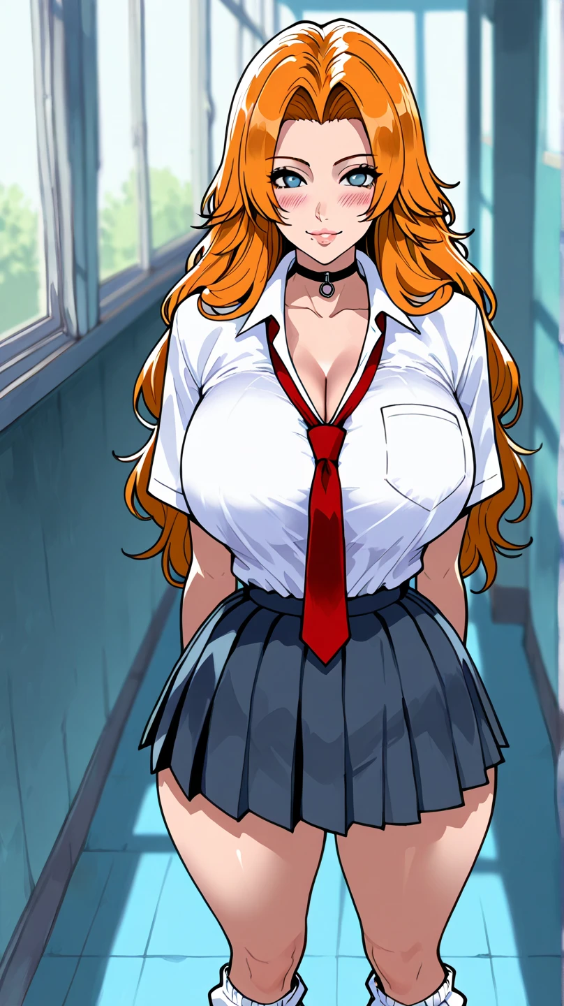 (best quality,4k,8k,highres,masterpiece:1.2),ultra-detailed,realistic,sexy high school girl with orange hair in a garden setting,beautiful detailed eyes, beautiful detailed lips,extremely detailed eyes and face,long eyelashes,flawless skin,pink panties peeking from under the skirt,gorgeous pink and black ,fitted skirt accentuating the curves,plaid pattern on the skirt,cropped white blouse,unbuttoned top buttons,large round breasts,confident and alluring pose,sunlight filtering through the trees,soft warm lighting,floral background, vibrant colors,portraits,high contrast,color grading with warm tones. ((cameltoe)), Chichi dbz