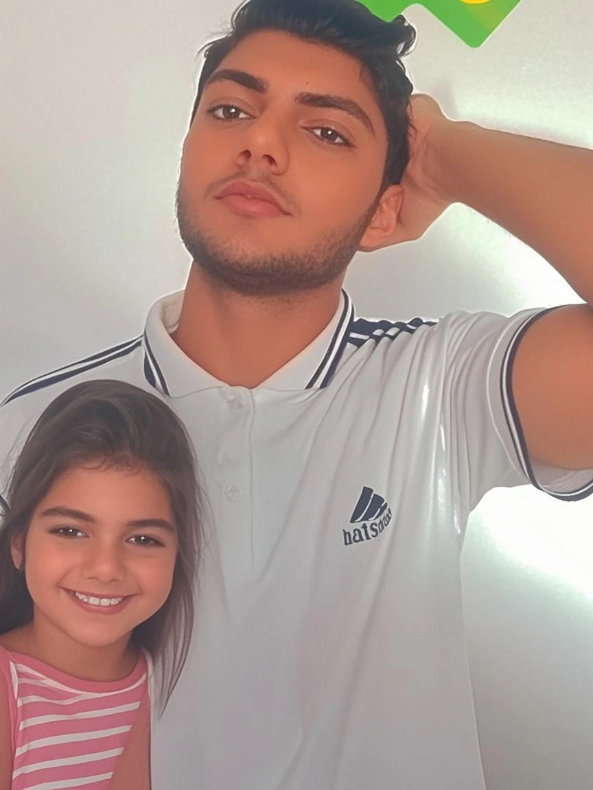 A tall handsome young man with black hair, with long black hair gathered in a tight ponytail, short bangs, blue eyes, he is wearing a white T-shirt and white jeans, he hugs an incredibly beautiful tall blonde femme fatale young blonde woman with a very short haircut standing next to him, she has dark blue eyes, She is wearing a simple black dress. Masterpiece, perfect image, realistic pictures, detailed face study, full-length image, 8k, detailed image. an extremely detailed illustration, a real masterpiece of the highest quality, with careful drawing.