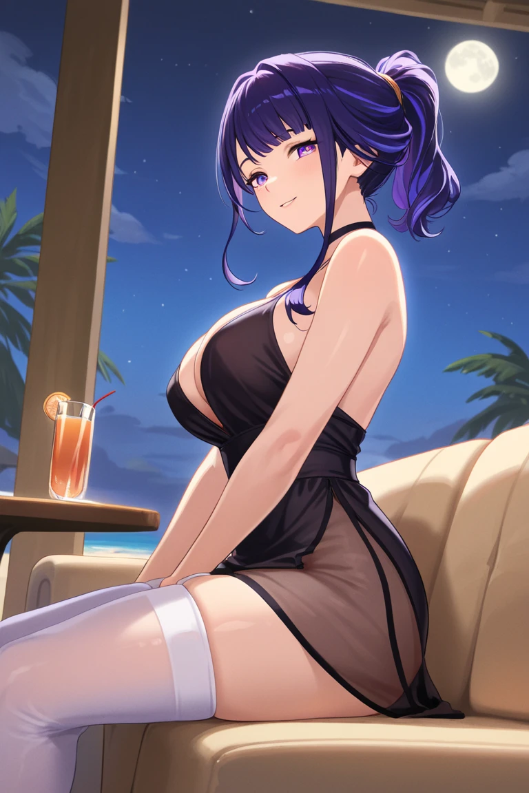 ,Perpendicular_paizuri, from side, standing, full body, from front, best quality, 1girl, between breasts, paizuri, , 1boy, wet penis, beautiful girlfriend, Penis between the breasts, large breasts, collarbone, pubic hair, breasts_squeezed_together, unaligned breasts, asymmetrical breasts,, hot girlfriend, thighs, sandals,. Bikini, thighs, beach house, blue sky, bracelet, necklace, open mouth, happy, short hair, blue hair, glitter, sparkle