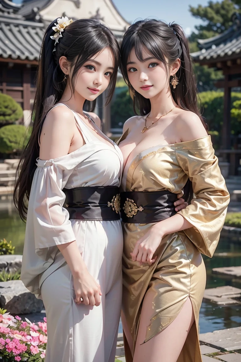 Slightly fat goddess，Chubby face and plump body，Wear a red and white printed lace dress，Round chest，showing belly，Sit sideways。Long hair, Wavy curly hair，7 avatars of the character，taken outdoors。In the style of a masterpiece，Pursue the best quality。 --auto