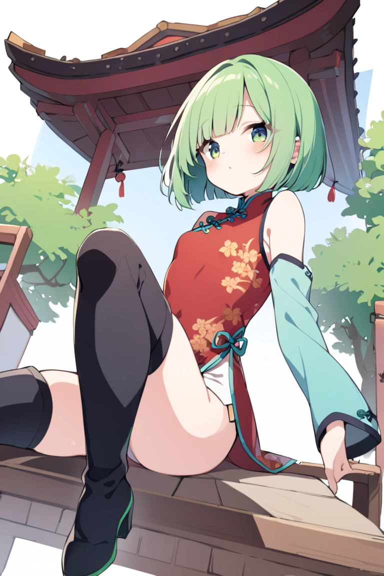 score_9, score_8_up, score_7_up, score_6_up, score_5_up, source anime, BREAK,  multicolored hair, (white hair, green hair), two-tone hair,  sliced bob, medium hair, smile, (smug), happy, eyeliner, red eyes,  realistic background, outdoors,  garden, courtyard, rose, jewelry, looking at viewer, <lora:MelusineV4SDXL:0.95> , melusine, curly ears, curly tail, wings, (pink skin), bottomless, small breasts,  (ass), (from behind), (thick thighs), bare shoulders, webbed hands, black serafuku, short girl, (cowboy shot),  cute,  tribal markings,