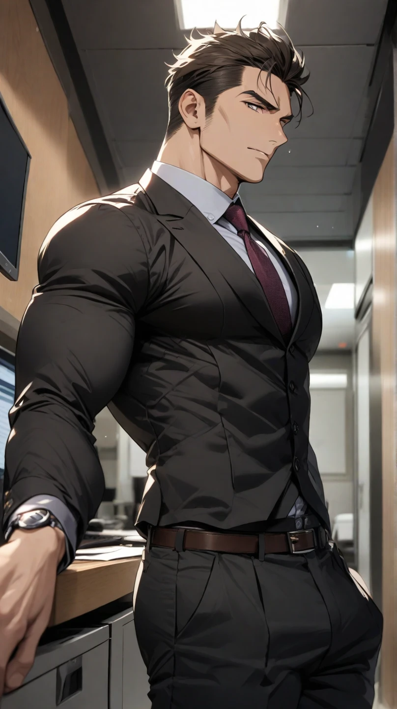 Business suit, close up focus on indian big monster bulge during he doing work, masterpiece
