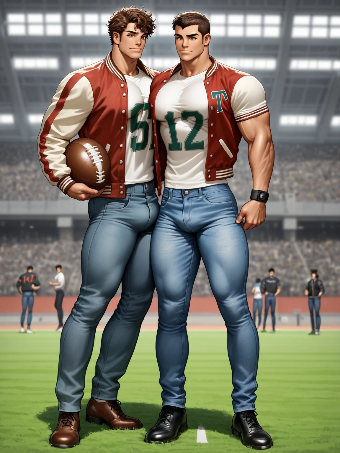 Virile Gay threesome sex illustration, (the 3male Negroid-human:1.6), 
(((the 40s middle-aged coach has various sex to a skinny 19yo Sub-twink youth-NFL Centers:1.5), Submissive Sub-twinks fucked and sucked by their sadistic coach, 
(While Sub-twink's on knees and holding ass up, A brutally large penis is thrust entering his anus from behind and sex with other people [=gridiron football Center pose]:1.2), cum-shot in a anal)), 

((wear in a lift torn gridiron football shirt up to nipples and unbutton pants and gridiron football helmet)), 
inside the player waiting room of youth-NFL stadium,
thin waist, abs, skinny fit but thin muscles, (sagging brutally large scrotum and erect penis),
(handsome Virile face style),(cum drenched body and floor),

((cartoonist [Takuya Mitsuda]'s style of image,an image of a gay various skill sex scene:1.7)), (side scene close-up focus), 