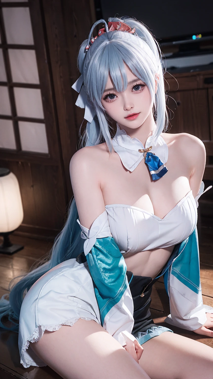 Arad woman in blue bunny suit poses for a photo, Anime girl cosplay, Anime cosplay, ultrarealistic sweet bunny girl, Bunny Girl, cosplay, azur lane style, Anime figure; Full-body art, dark blue leotard costume, seductive anime girls, Costume with blue accents, leather bunny costume bodysuit, professional cosplay, Anime figure
