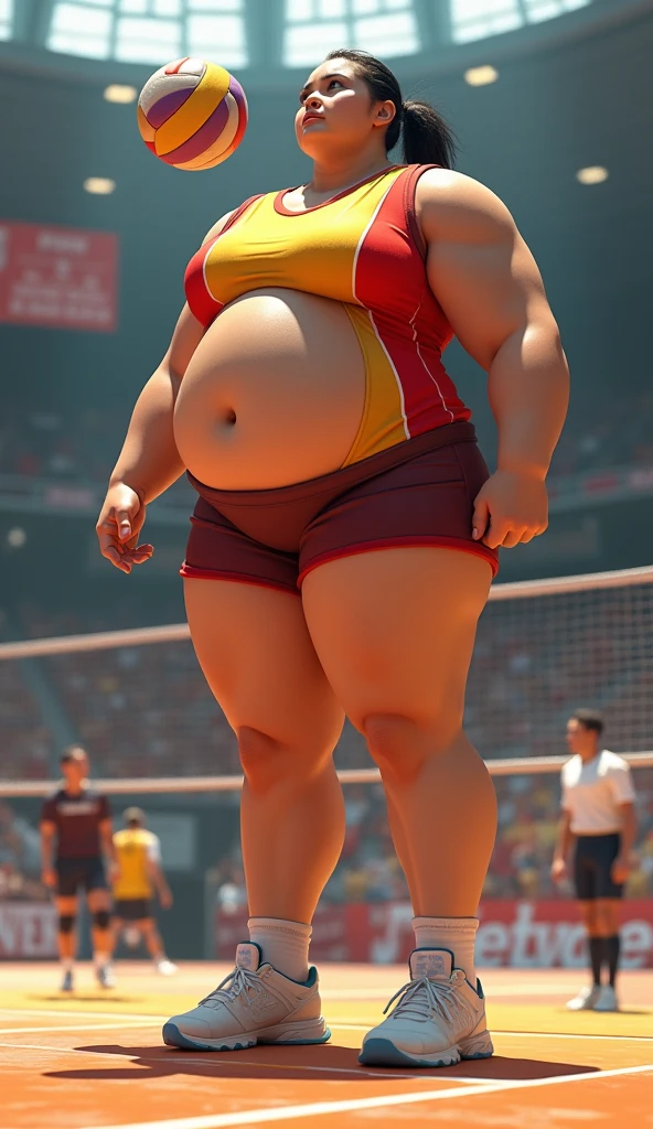 fat Olympic athlete,swaying breasts,fat Olympic　female　artistic swimming, podium,with Plump breasts, super breasts, huge breasts, big breasts,a large breasts, big breasts!, thicc,alluring plus sized model, voluptuous body