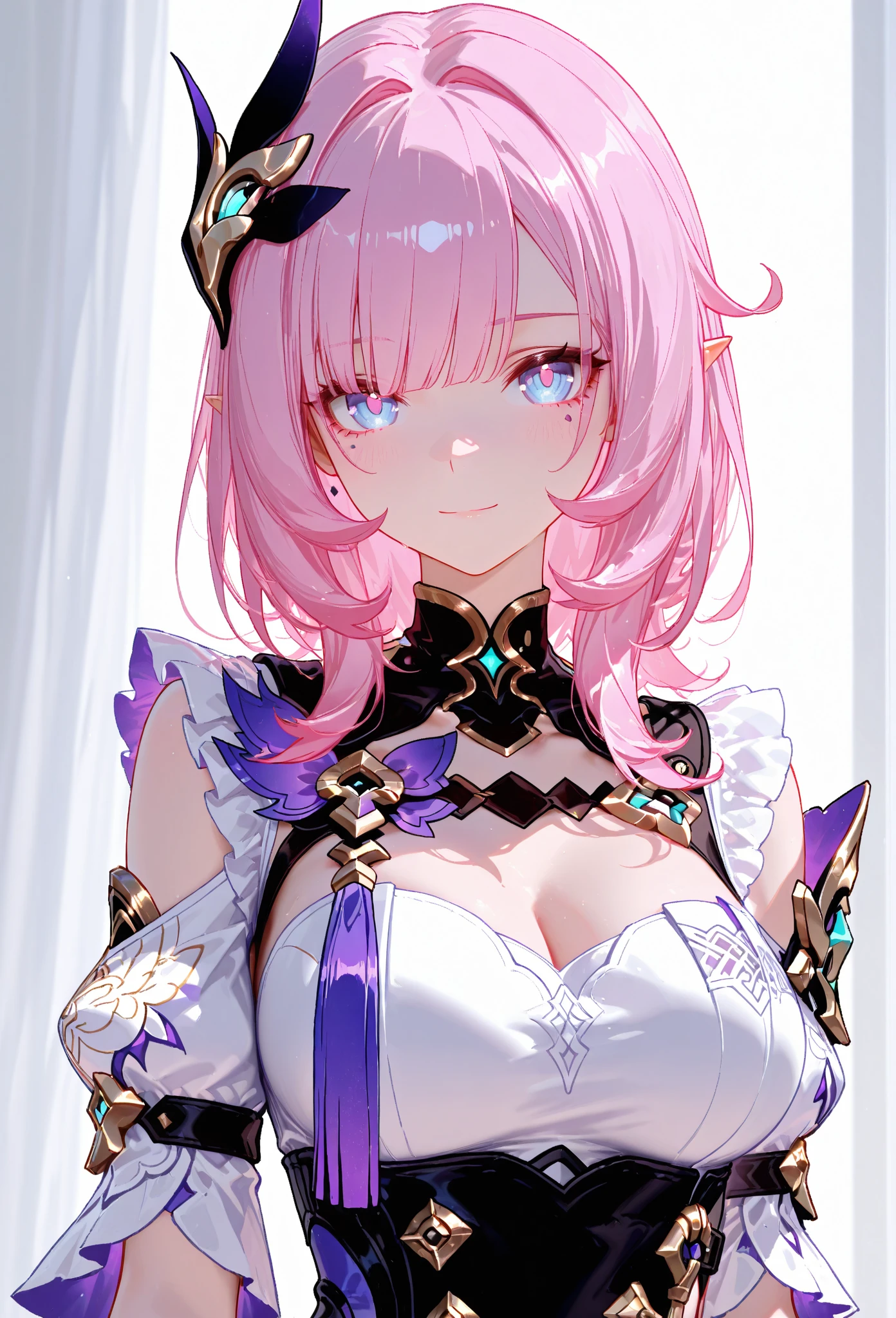 (Realistic painting style:1.2), masterpiece, best quality, absurdres, elysia (miss pink elf) (honkai impact), slit pupils, elysia (honkai impact), elf, pointy ears, 1girl, breasts, cleavage, solo, pink hair, tongue, tongue out, large breasts, looking at viewer, shorts, hair ornament, black shorts, blue eyes, bangs, long hair, black thighhighs, smile, :p, short shorts, closed mouth, long sleeves, sitting, pink pupils,<lora:elysia_1024_Lion_dim128_kohyaLoRA_fp32_1e-1noise_token2_24-3-2023:1>