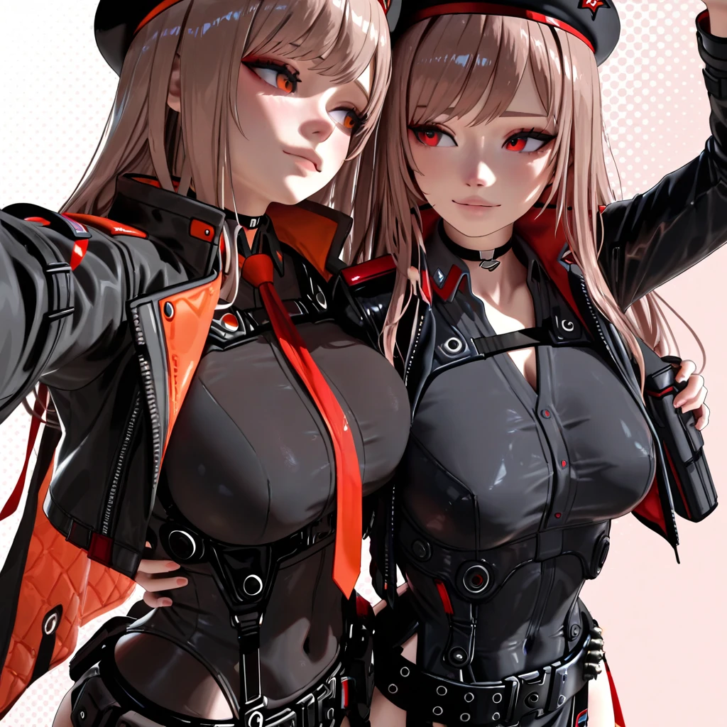 Lapidev, Red eyes, Brown Hair, Long Hair, bangs, beret, Black jacket, Cropped jacket, Red tie, gloves, Black Shirt,
Knee socks,9,score_8_superior,score_7_superior,masterpiece,最高quality,Perfect Anatomy,so beautiful,Official Art,8k,Shiny_skin,fair_skin,white_skin、Thighs:1.8,Large Breasts:2.2,,choker、Squat、The body is facing forward、Symmetrical, Blushing, smile, High resolution, Anatomically correct, 最高quality, High-resolution model, High detail, quality, 高quality, Ultra high definition, Very detailed, 質感のあるskin, Gaze, Spreading her legs:2.0