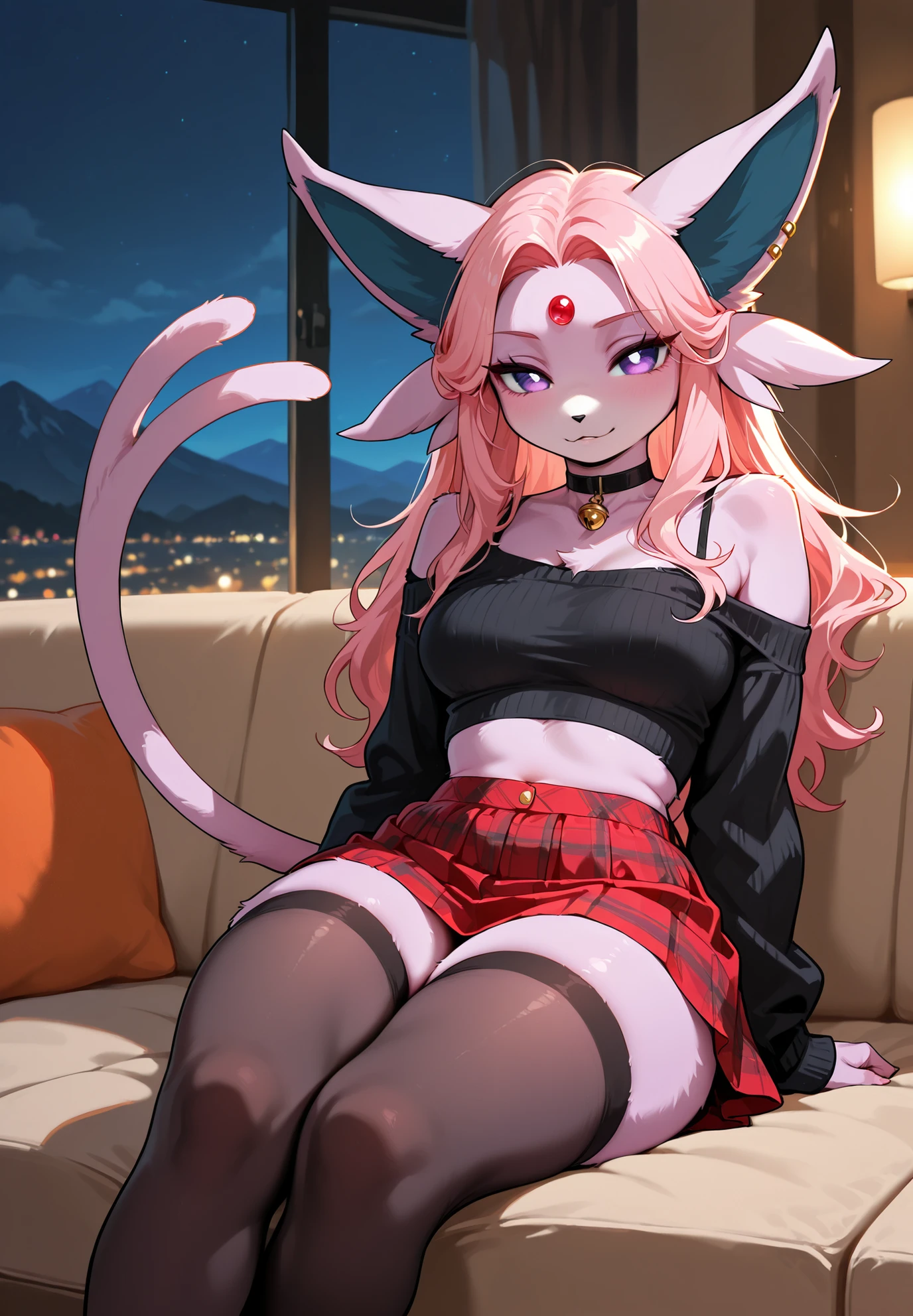 1girl, (oni horns)+, red_skin, oni, demon_tail-, demon_girl, horns, pointy_ears, colored_skin, ogre, demon, black_sclera, horizontal pupils, solo, city, street, outdoors, sunset, full_body, masterpiece, highres+, absurdres, 4K, 8K, 16K, hyper-detailed, deep eyes, stunning, intricate, sharp, smooth, realistic