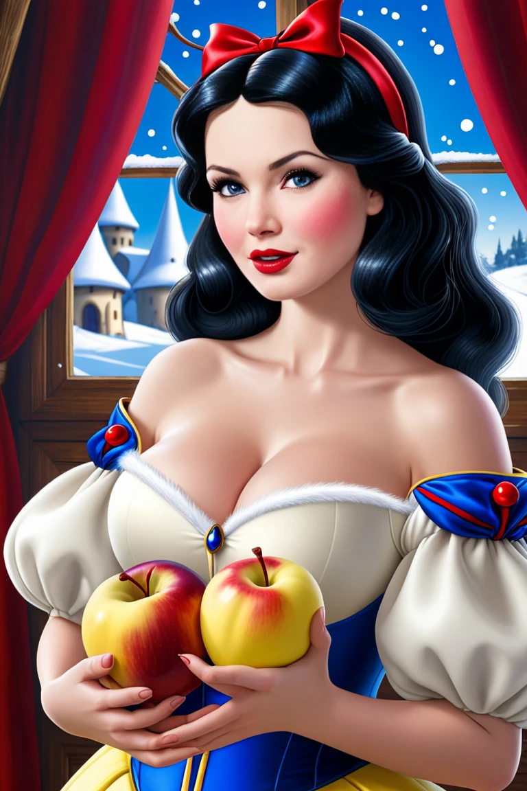Beautiful character pose in dynamic love pose two women together Snow White on the left and together with Cinderella on the right they are girlfriends with a symmetrical body with a corset and beautiful breasts, corpo bem definido, delicado e sensual, estilo de desenho animado, digital illustration white background detailed art sensual eyes perfect hands with 5 fingers drinking beer