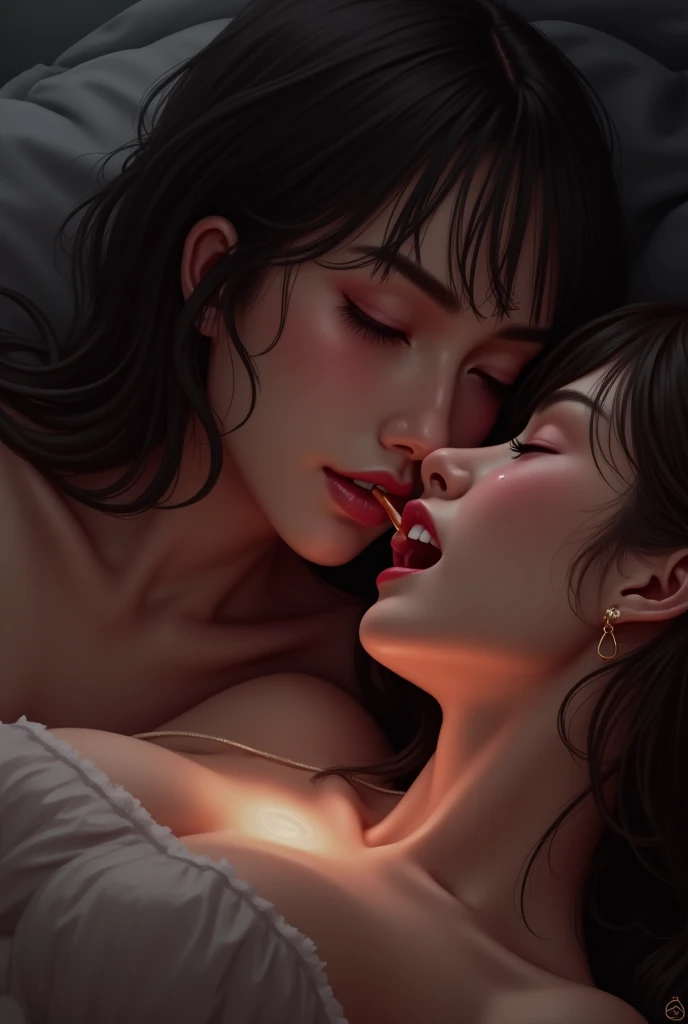,( lying in bed flat on her back, view from above), (in a circus tent, circus freakshow), alone, all wet, (character focus:1.1), sharp focus, (extremely detailed eyes), realistic, highly detailed, ultra detailed, best quality, highest quality, realistic lighting, hyperdetailed, hyperrealism, greg rutkowski, (two heads, conjoined_dicephalus), (kissing:1.35), eyes closing, massive overflowing breasts, a woman, adult Hailee steinfeld, brown hair, perfectly smooth breasts, beautiful perfect body, cleavage, ((completely naked)), intimate, seductive look, (hand on breast, hand on crotch), extremely aroused, ((squeezing breasts aggressively)), mouths wide open, legs open, sexy pose, breathing heavy, moaning, (yawning, falling asleep)