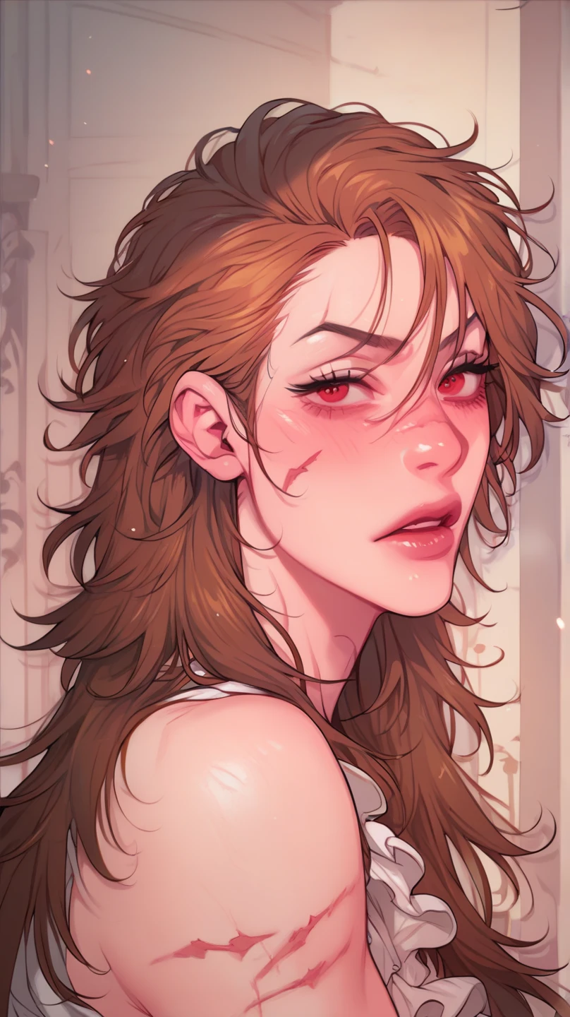It makes the drawing look better quality and anime style, that is female and has blood on the face and hands