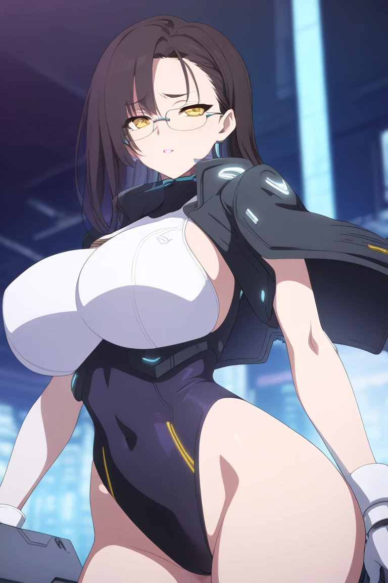 masterpiece, best quality, absurdres, 8k, perfect shadows,perfect lighting,hdr, cowboy shot,shiny skin,skindentation, beautiful body, kafka, ((brown hair: 1.4)), long hair, (turquoise eyes: 1.4),  (crop top, (underboob : 1.1), elbow gloves, thigh boots, split skirt, bare shoulders, curvy, midriff, curvy, thighs, higheels, shiny clothes), complex detailed background, inside, luxury palace) (gigantic breasts,hourglass body, thin waist,very slim waist)extremely detailed face,detailed eye makeup, detail face, nice detailed eyes,nice hands, perfect hands (realistic pupils,realistic iris:1) heavy eye makeup,glowing eyes, Bright eyes,standing,standing at attention,(seductive smile), (gigantic breasts: 1.1) , curvy, cowboy shot, 