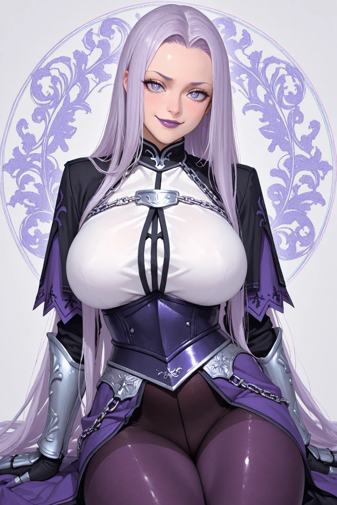 ((light purple skin)), girl elf, long ears, pointy ears, big breast, tall