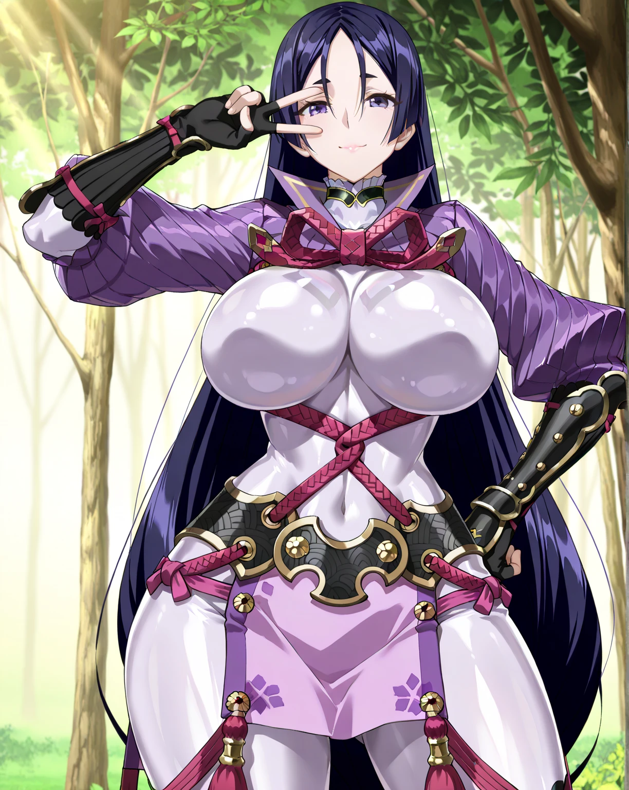 sitting beside fire camp, (blue dress), chinese clothes, cleavage cutout, clothing cutout, bare shoulders, (night forest background), Litchi Faye-Ling, mature woman, anime cels style, best quality, high resolution, 1girl, (huge breasts:1.2), beautiful face, Beautiful Finger, Beautiful long legs, Beautiful body, Beautiful Nose,Beautiful character design, semi-rimless eyewear, black hair, very long hair, ponytail,Bangs,purple eyes, (cowboy shot), smiling, looking at viewer