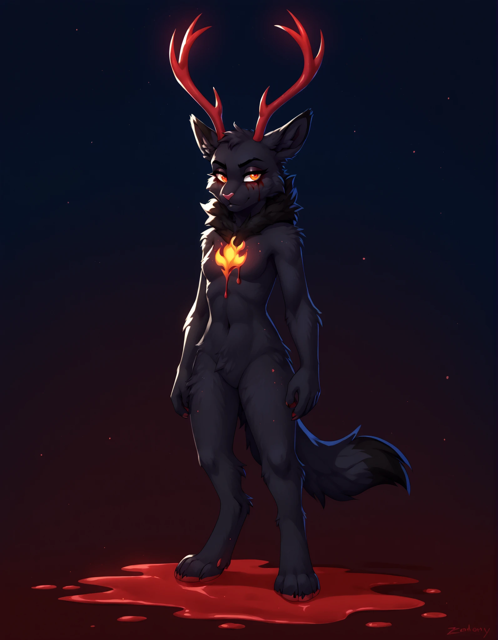 by fluff-kevlar, by Zackary911, by Kenket, by Kilinah, by fluff-kevlar, cultofthelamb, furry female anthro, sheep girl, glowing eyes, (blood from eyes:1.3), outstretched arms, black fur, (leg wool:1.2), standing, from above, solo, (body fur:1.2), explicit, (best quality), red capelet, (red crown:1.1), neck bell, (dark pentagram background:1.2), dramatic lighting, detailed fluffy fur, octane render,, red cape, red cape over whole body, red cape, censorship breasts, censorship private parts,