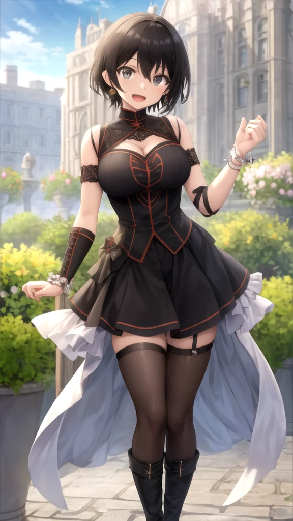 mature woman, 1 girl, alone, solo (masterpiece, best quality, very detailed), sharp focus, detailed face, face focus, focus on face, very detailed eyes, long black cyclamen hair, (cyclamen highlights: 1, 3), side bottom braid, cyclamen red eyes, (sparkling eyes: 1,2), long eyelashes, (strong blush: 1,2), delicate makeup, ((ball lace dress, long skirt, lace, elegant)), Crusader earrings, ear piercing, cinematic lighting, edge lightning, shading, dynamic angle, sharp image, perfect quality, perfectly crafted background, beautiful warm lights, sexy, ballroom, castle, dancing in ballroom, Crystal chandelier, close-up, portrait, solo, flowes