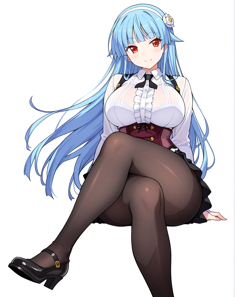My name is Yukiko.I am a white test woman with long Sky blue hair,red eye color.I am 1.62 cm tall . My breasts measure 200 cm, my waist 40 cm and my hips 200 cm.Dressed in a long blue jacket and a garter belt along with a black thong and black heels. With big breasts 200 cm
