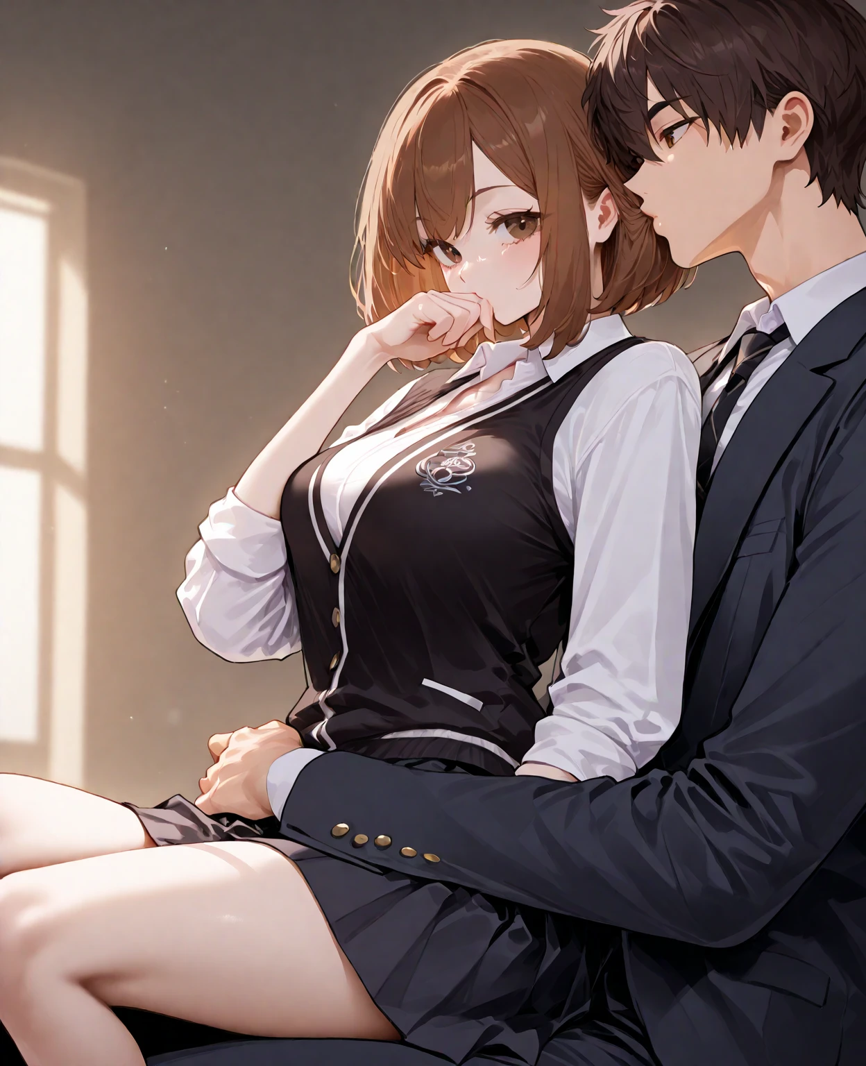 beautiful clavicle, beautiful body, beautiful breasts, beautiful thighs, beautiful feet, beautiful fingers, ((collared short sleeve shirt, white shirt, , Grey checked pleated skirt, blue check bow tie)), (((Bind your arms behind your back))), (((Tortoise shell bondage)))), (((sadomasochism))), (((bondage))), High resolution, super detailed, realistic raw photo, Beautiful and detailed face, white skin, realistic glowing skin, detailed hair texture, perfect body, beautiful face, Accurate, anatomically correct, Highly detailed face and skin texture, natural neck length, (beautiful skin:1.2), beautiful feet, fine eyes, symmetrical eyes, light brown eyes, double eyelid, thin eyebrows, (glossy lips:1.4), ((troubled face:1.2)), toned abdominal muscles, beautiful clavicle, cool beauty, Gorgeous big bust, perfect body,(((No panties, No bra))),((((open big legs))),((((spread your legs wide)))), Beautiful woman, perfect waist, perfect breasts, beautiful abs, (((No panties, No bra))),((((nude))), (((beautiful nipples))), wearing a watch, wearing earrings, red collar, realism, masterpiece, smooth skin, Super detailed, high detail, (((high quality))), (((最high quality))), 1080p, 16k,((((Not wearing a suit)))), chained, bound, (bound), anger, breast bound, turn your arms behind your back