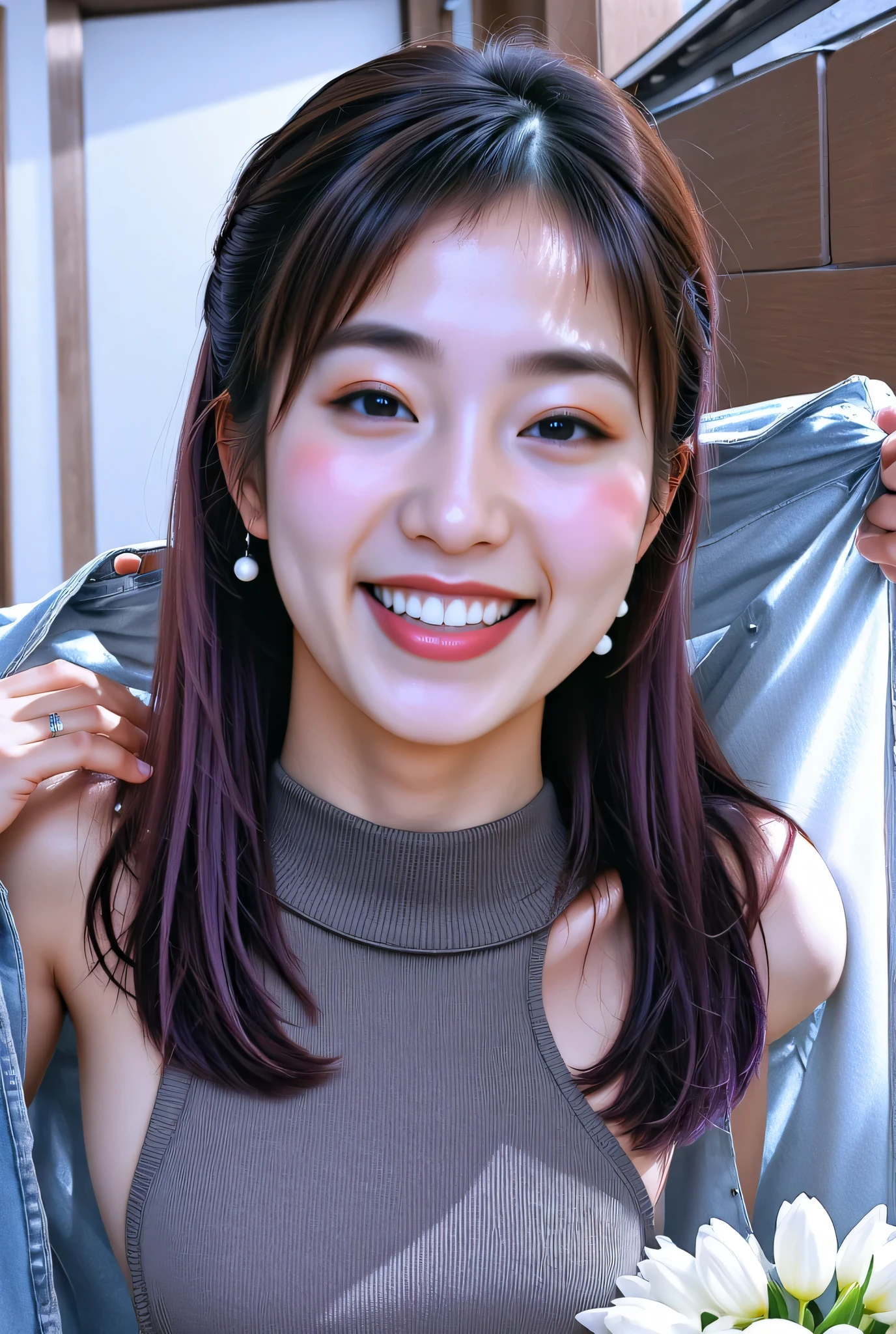 {{photo of your upper body:chest}} ,,{{8k},{Highest Quality},{masterpiece},{reality},{very detailed},{reality的な},{{{dark haired}},{{{(straight hair}}},{{bangs:1.8)}},{{detailed faces},{detailed eyes}},{{lipstick}},{Fine skin},{Fair skin},{{{topless:2}}},{{((topless,Schoolgirl:18 years old):{{{{double eyelid, big eyes,,mascara,}}}},:{{ beautiful , Radiant Skin:小さなchest:((big nipples(red))big :1.3))}}, ((big areola(red)big )), (((Naked:(nude):cat))), (cute face:Smile Yang:teeth in the muscles), (beautiful and delicate eyes), {{{redいほほ}}, {{{ショートstraight hair}}}, {bangs:1.2)}}, {{making your face look smaller}}, {{ Detailed Face Drawing }, {{Double Eyes :1.8}}, {{lipstick}}, {Draw the skin in detail}, {Draw white skin}